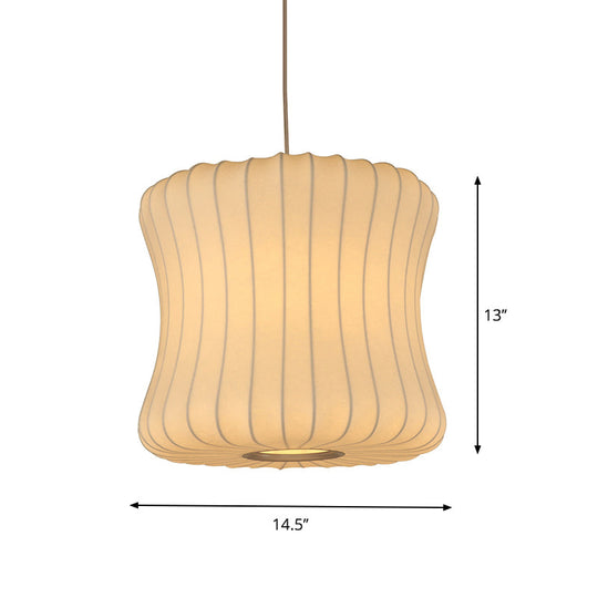 White Curvy Fabric Pendant Light - 1 Head Modern Ceiling Lamp, 14.5"/18.5" Wide