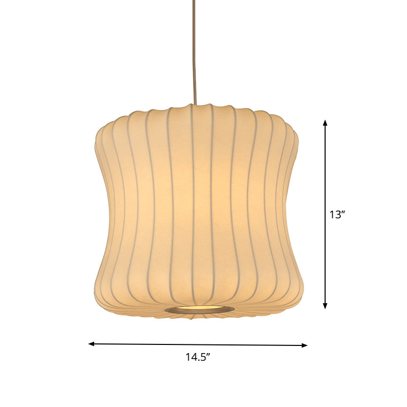 Modern Curvy Fabric Pendant Lighting - 1 Head White Ceiling Lamp 14.5/18.5 Wide