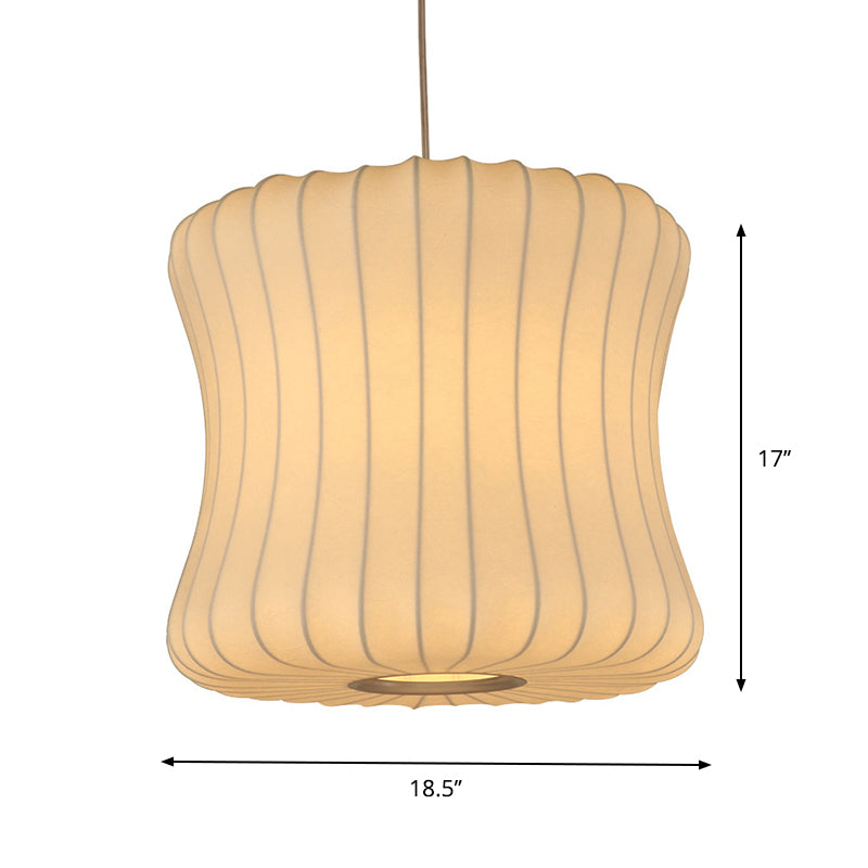 Modern Curvy Fabric Pendant Lighting - 1 Head White Ceiling Lamp 14.5/18.5 Wide