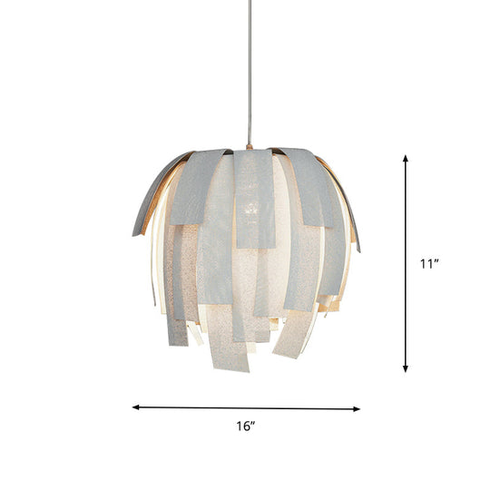 Contemporary Fringed Fabric Pendant Lamp - White Hanging Light with 1 Bulb