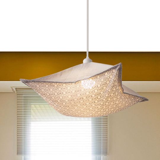 Patterned Fabric Hanging Lamp With Modern Style And 1 Bulb In Light-Purple/White/Green For Living