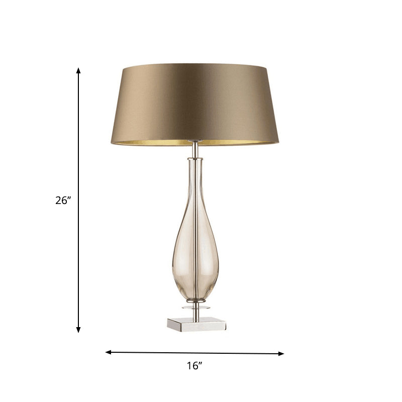 Modern Clear Glass Bedroom Table Light With Long Neck Vase Design Single Night Lamp Featuring Brown