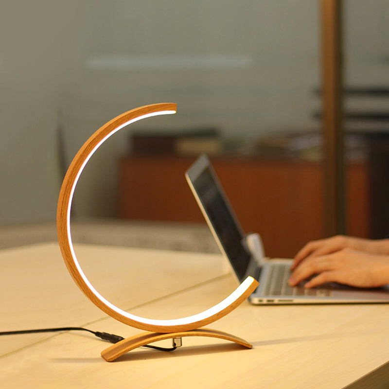 Modern Acrylic C-Shape Nightstand Lamp - Black/Gold Led Desk Light For Bedroom
