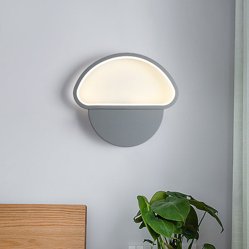 Contemporary Mushroom-Shaped Led Wall Lamp Sconce In Grey Acrylic For Bedroom Mounting