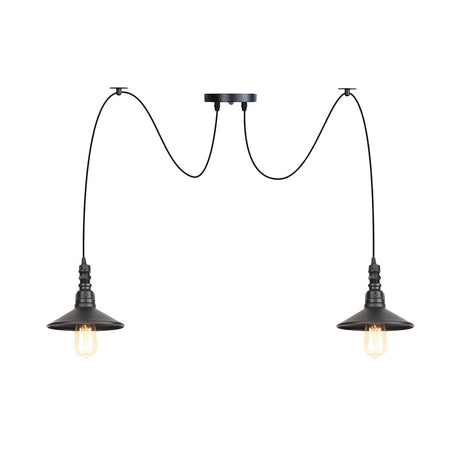 Vintage Iron Saucer Led Pendant - Black 2/3/6 Lights Bar Swag Pendulum Lamp