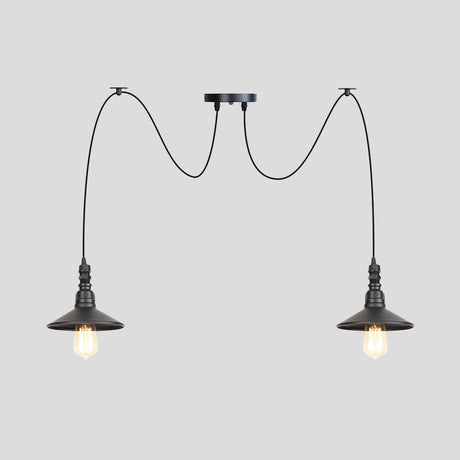 Vintage Iron Saucer Led Pendant - Black 2/3/6 Lights Bar Swag Pendulum Lamp