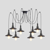 Vintage Iron Saucer Led Pendant - Black 2/3/6 Lights Bar Swag Pendulum Lamp