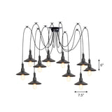 Vintage Iron Saucer Led Pendant - Black 2/3/6 Lights Bar Swag Pendulum Lamp