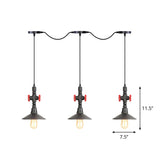 Industrial Saucer Tandem Pendant Lamp - Black (3/5/7-Bulb) For Restaurant Lighting