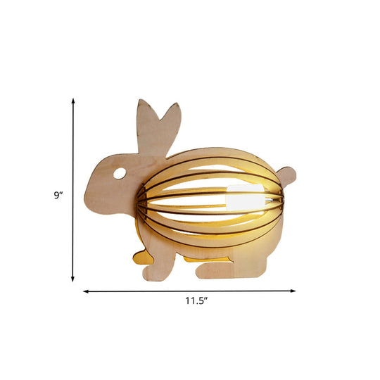 Wooden Kids Night Lamp - Usb Rechargeable Rabbit Led Table Light