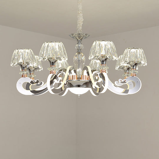 Modern Crystal Led Pendant Chandelier - 6/8 Conic Heads Ceiling Suspended