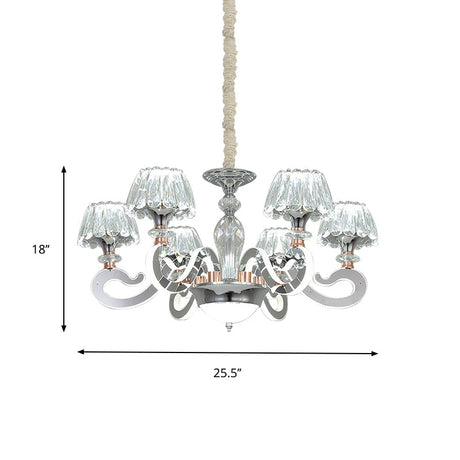 Modern Crystal Led Pendant Chandelier - 6/8 Conic Heads Ceiling Suspended
