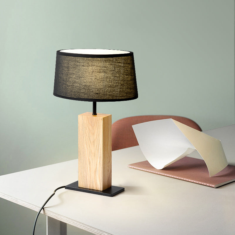 Simple Black Night Light Table Lamp With Wood Stand - Perfect For Living Room