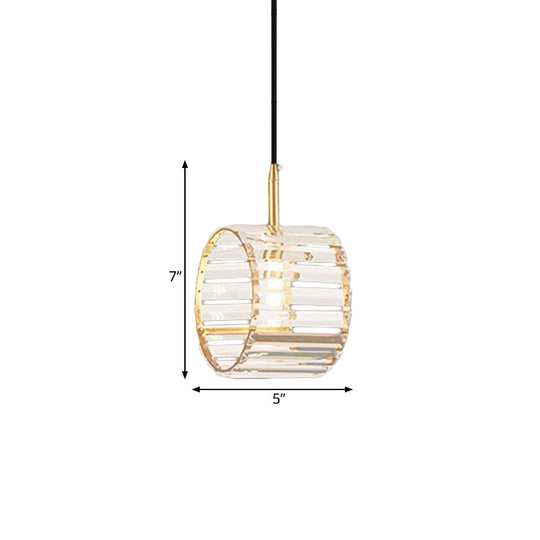 Mini Brass Wristband Pendulum Light with Crystal Prism – Stylish Dining Table Hanging Lamp Kit