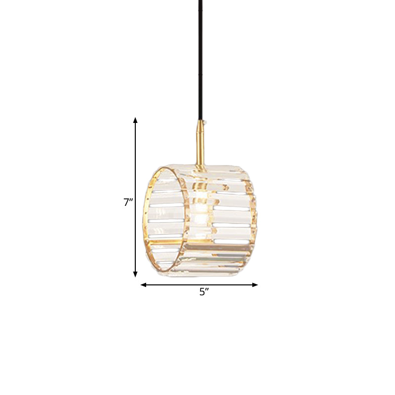 Mini Brass Wristband Pendulum Light With Crystal Prism - Single Dining Table Hanging Lamp Kit