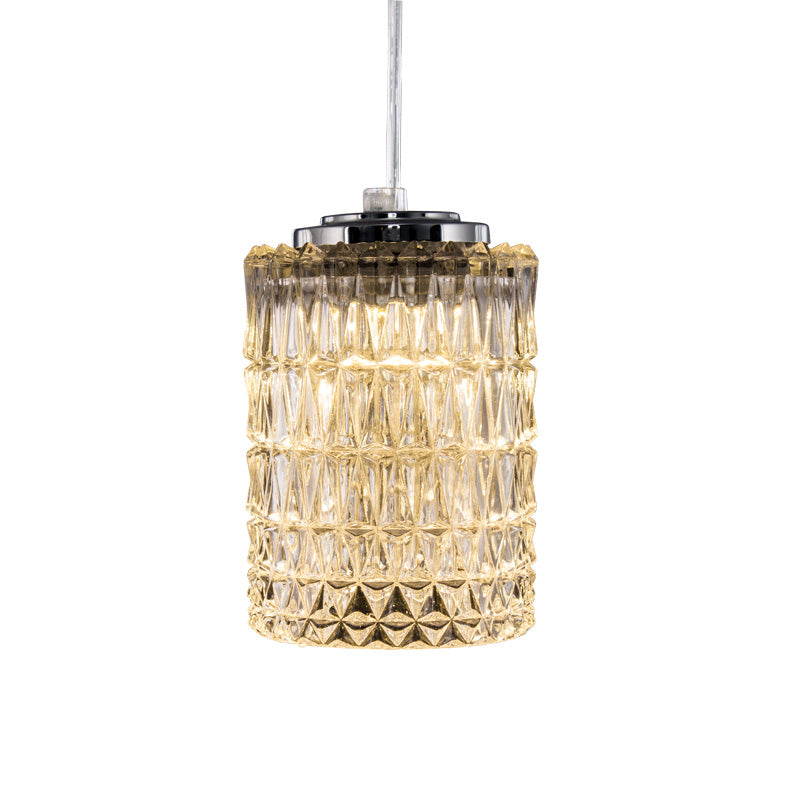 Modernist Chrome Pendant Light With Crystal Prisms For Restaurants - 1 Head Ceiling Lamp