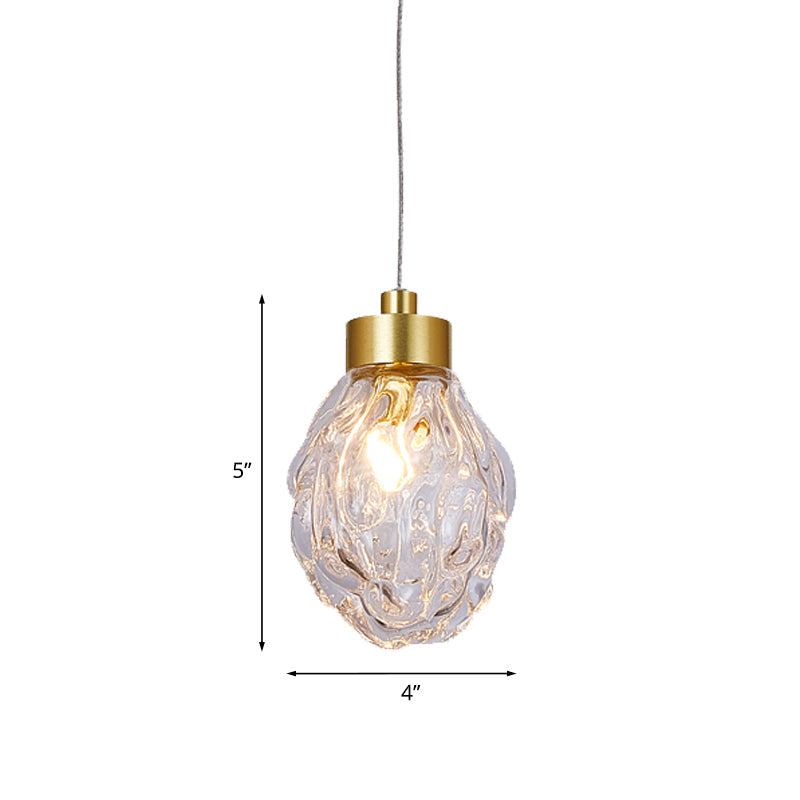Clear Glass Gold Pineal Fruit Pendant Lamp - Modern Post-Design - 1 Head - Dining Room Suspension Light