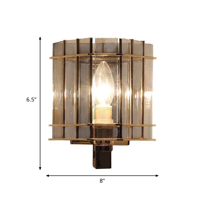 Smoke Gray Glass Rectangle Wall Sconce With Modern Panel Design - Bedside Lamp