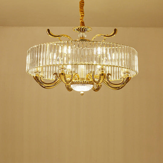 Modern Gold Crystal Circle Pendant Chandelier - 6/8 Lights Suspended Ceiling Lamp