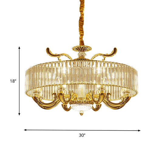 Modern Gold Crystal Block Chandelier Pendant With 6/8 Lights - Stylish Ceiling Suspension Lamp