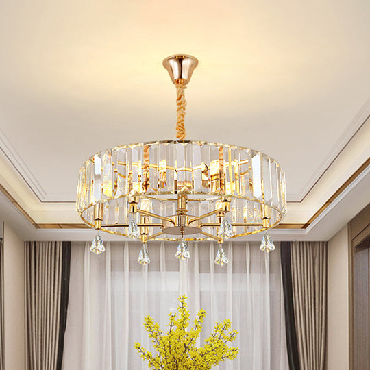 Modern Gold Round Chandelier With Crystal Pendant - 6/8 Heads Droplet Ceiling Light 6 /