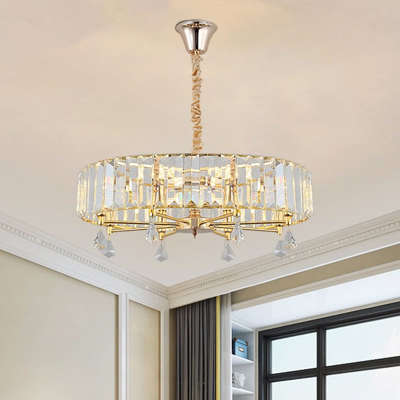 Modern Gold Round Chandelier With Crystal Pendant - 6/8 Heads Droplet Ceiling Light 8 /