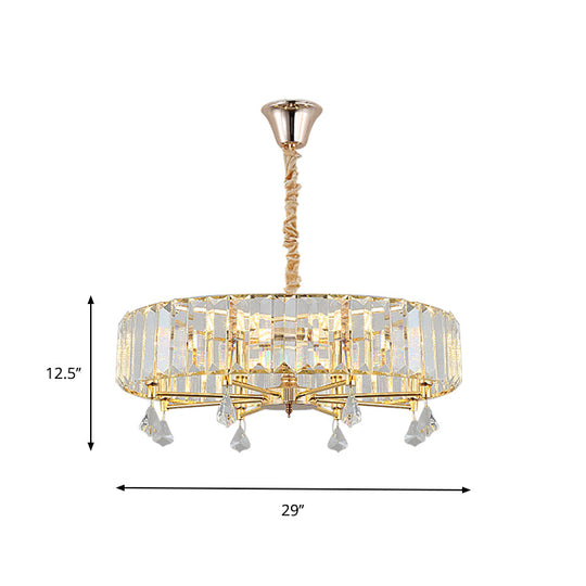 Modern Round Gold Chandelier with Crystal Pendant - 6/8 Heads Ceiling Light