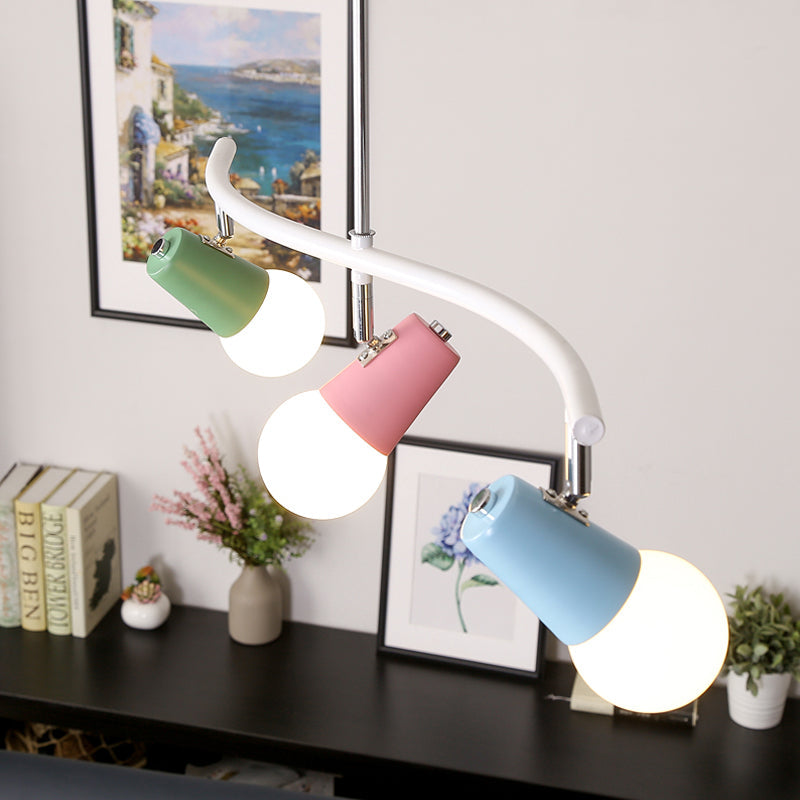 Colorful Horn Swivel Pendant Light With 3/4 Lights For Iron Wave Island Lighting In White 3 /