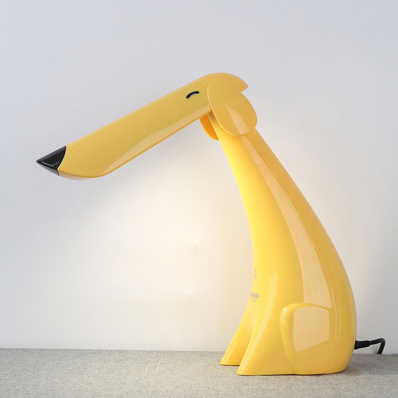 Kids Room Touch Dimmer Led Desk Lamp With Doggy Cartoon Design And Rotatable Feature Yellow