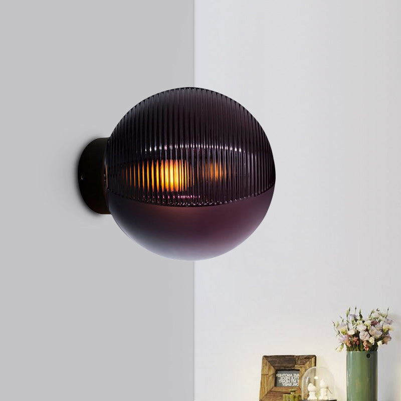 Dark Purple Glass Wall Sconce Lamp - Modern 1-Light Mount Lighting For Global Living Rooms