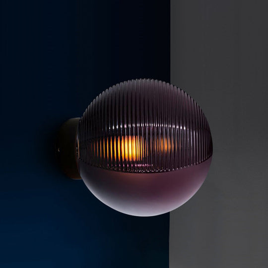 Dark Purple Glass Wall Sconce Lamp - Modern 1-Light Mount Lighting For Global Living Rooms