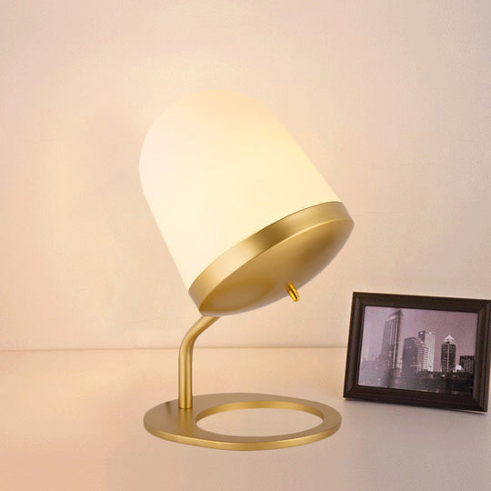 Frosted Glass Small Desk Lamp - Pinecone Post Modern Brass Finish