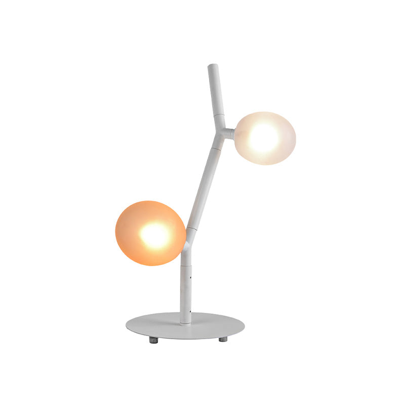 Modern White Branch Night Table Light - 2-Light Metallic Desk Lamp With Frosted Glass Shade