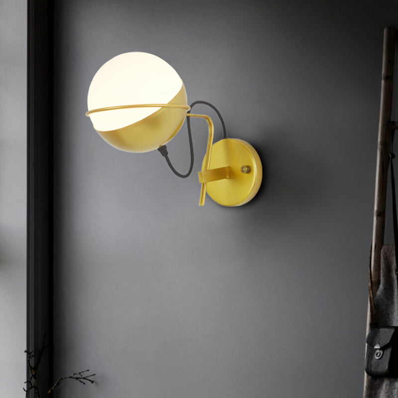 Modern Gold Ball Wall Sconce - Metallic 1-Light Loop Fixture