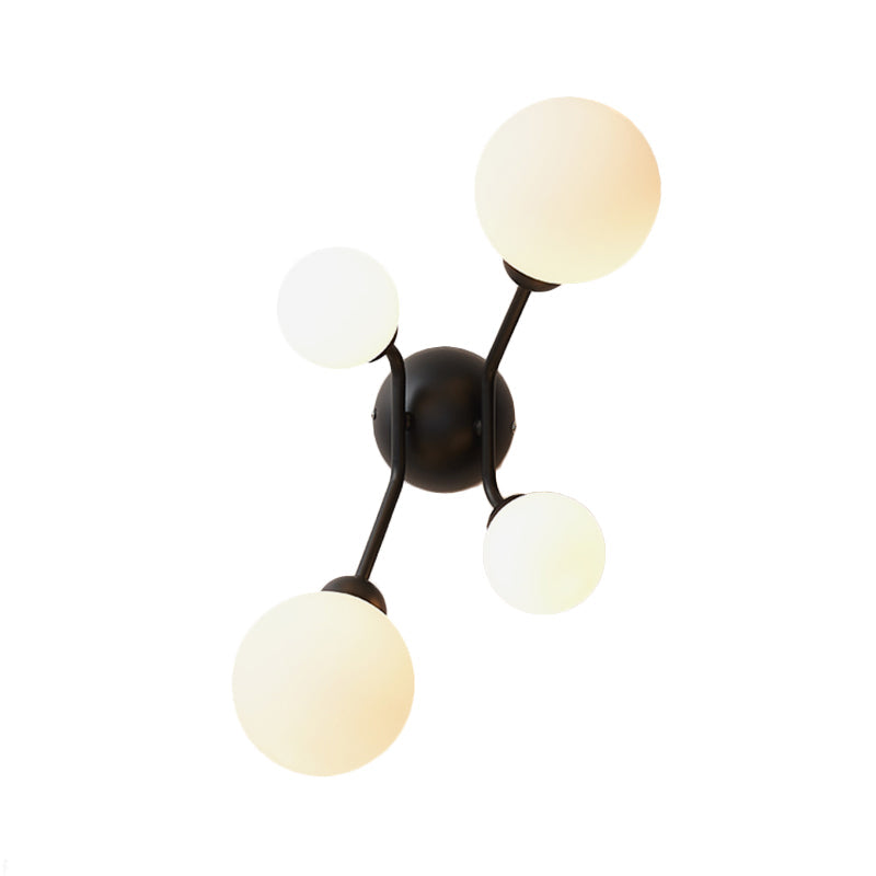 Modern 4-Light Sconce With Cream Glass Shade And Black/Gold Finish