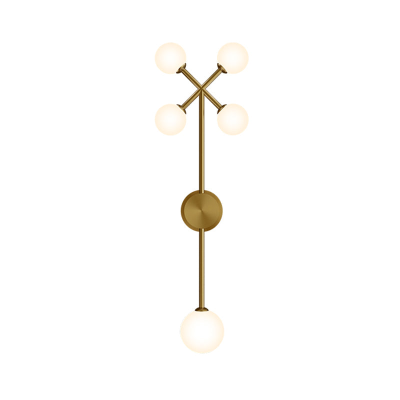 Modo Cream Glass Wall Lamp Sconce - Postmodern 5-Light Gold Pencil Arm Fixture
