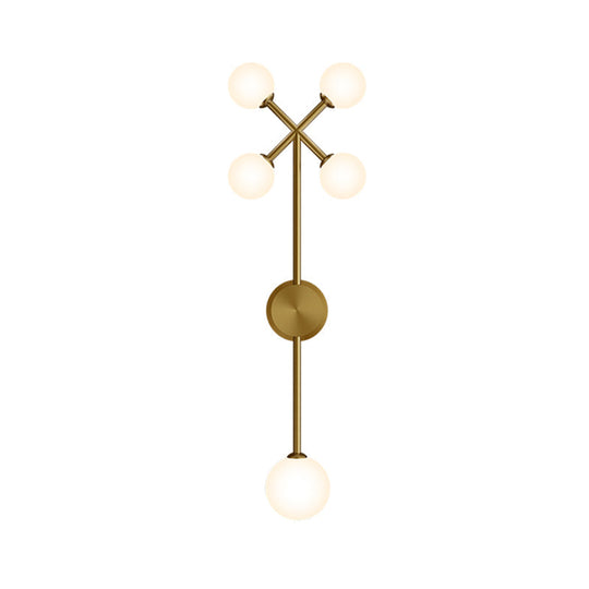 Modo Cream Glass Wall Lamp Sconce - Postmodern 5-Light Gold Pencil Arm Fixture