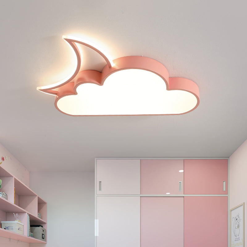 Colorful Cloud Led Flush Mount Lamp For Kids Room With Acrylic Shade
