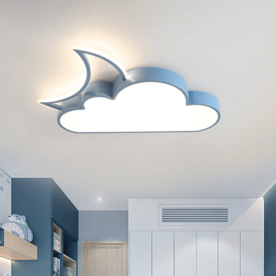 Colorful Cloud Led Flush Mount Lamp For Kids Room With Acrylic Shade