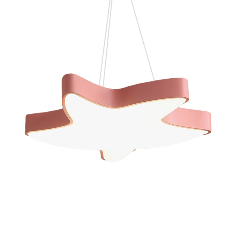 Kids Bedroom Pendant Ceiling Light - Asteroidea Led Hanging Lamp In Macaron Acrylic Pink/Yellow/Blue