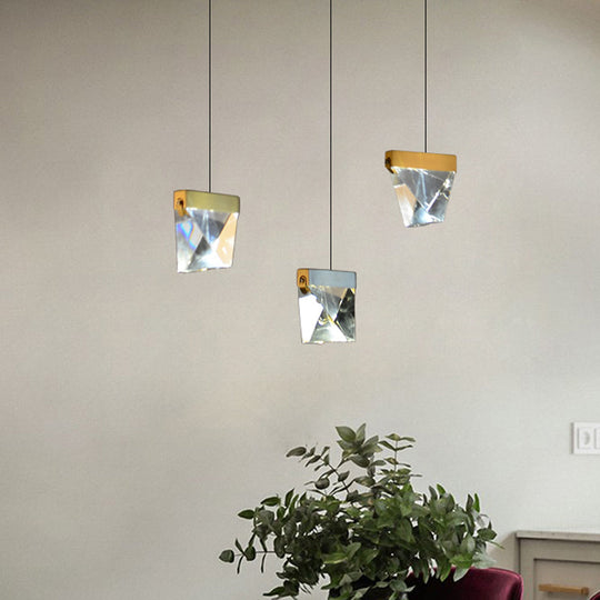 Gorgeous 3/6-Light Gem Multi Ceiling Pendant Lamp Kit With Led Beveled Crystal And Simple Brass