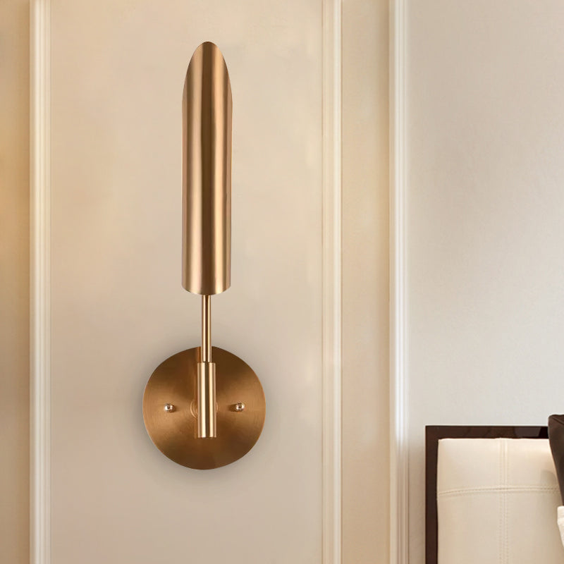 Modern Metal Wall Lamp Sconce With Brass Finish Led Lighting - Tube Up-Down Mount 1 /