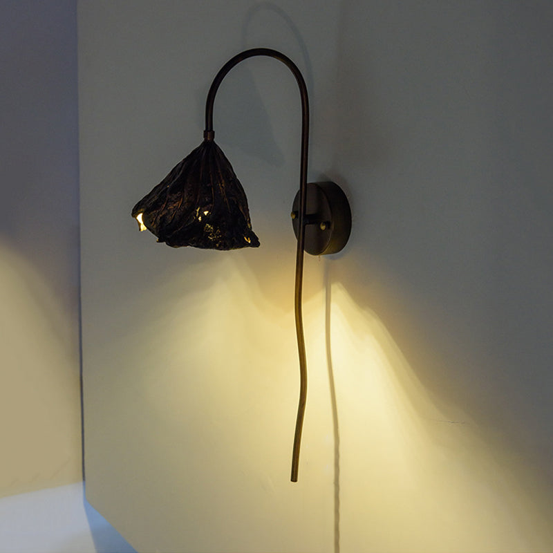 Contemporary Black Lotus Seedpod Wall Light Sconce Led Lamp