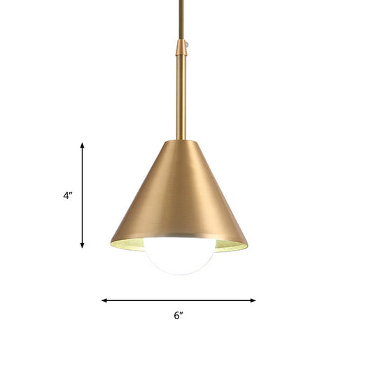 Brass Cone Pendant Light For Dining Table - Mid Century Metal Lamp