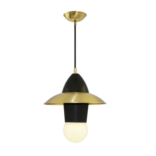 Mid Century Black And Gold Flare Dress Fabric Hanging Pendant Ceiling Lamp For Sitting Rooms -