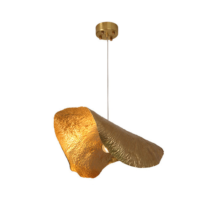 Postmodern Brass Pendant Lamp With Withered Leaf Design
