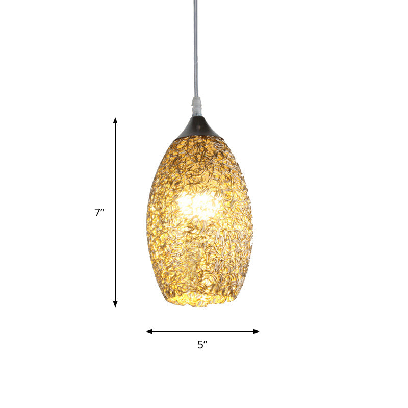 Modern Chrome Elliptical Pendulum Light - 1 Head Aluminum Ceiling Lamp with Hollowed Out Design