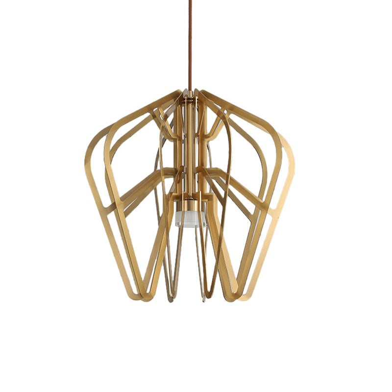 Gold Crown Shaped LED Bistro Drop Pendant | Postmodern Metal Hanging Light