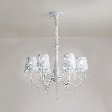 Contemporary Crystal Metal Pendant Chandelier For Living Room 6 / White