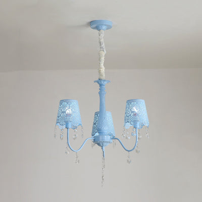 Contemporary Crystal Metal Pendant Chandelier For Living Room 3 / Blue